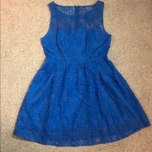 Blue embroidered floral dress